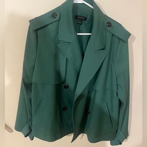 Ann Taylor Teal Double-Breasted Trench Coat